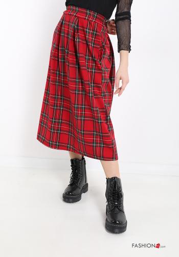 Gonna Longuette Fantasia tartan con tasche - ph 1