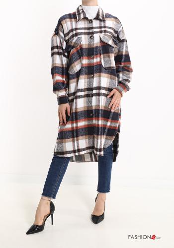 Manteau Motif tartan à boutons avec poches - ph 1