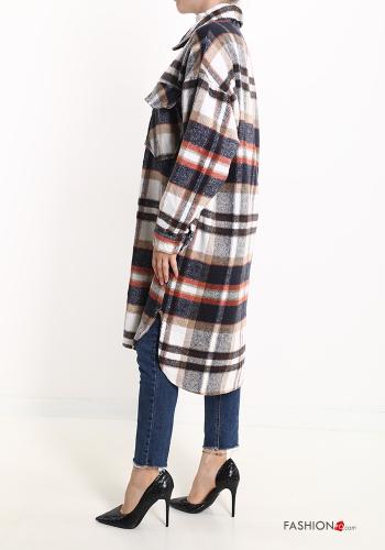 Manteau Motif tartan à boutons avec poches - ph 3