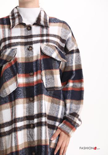 Manteau Motif tartan à boutons avec poches - ph 4