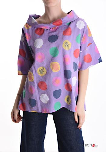 Blouse en Coton manches courtes Imprimé à pois - ph 1