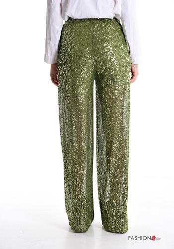 wide leg Trousers with sequins with elastic - ph 2