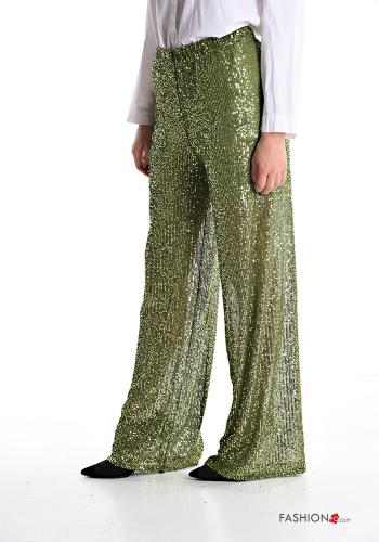 wide leg Trousers with sequins with elastic - ph 3