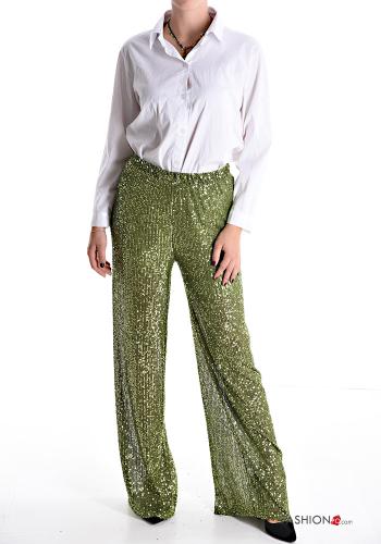 wide leg Trousers with sequins with elastic - ph 5