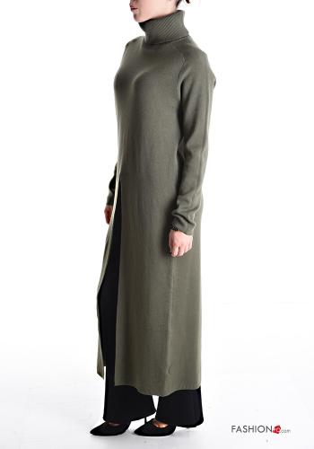 Vestido manga comprida longo com gola subida com fenda - ph 3