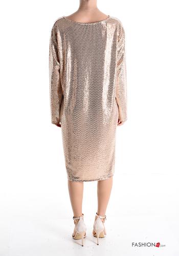 Abito maniche lunghe metallizzato con paillettes scollo a V - ph 2