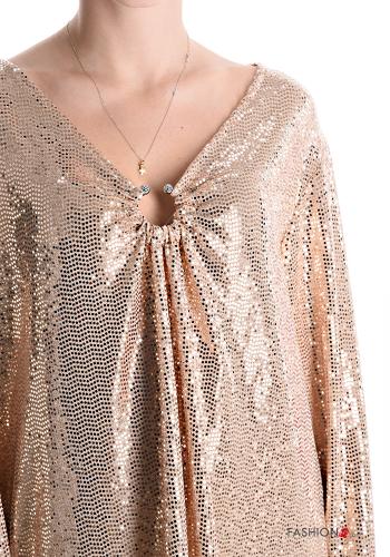 Abito maniche lunghe metallizzato con paillettes scollo a V - ph 4