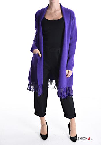 Chaqueta de punto con bolsillos con flecos - ph 1