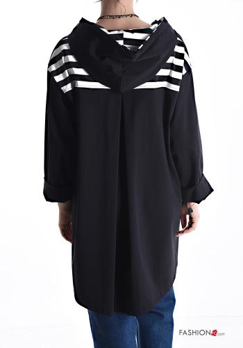 Sweatshirt em Algodão às riscas com fecho com bolsos com capuz - ph 2