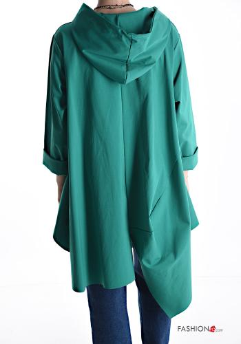 Felpa in Cotone asimmetrico con zip con tasche con cappuccio - ph 2