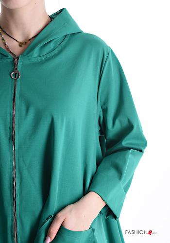 Felpa in Cotone asimmetrico con zip con tasche con cappuccio - ph 4
