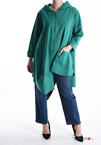 Felpa in Cotone asimmetrico con zip con tasche con cappuccio - ph 5