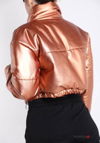 Piumino ecopelle a collo alto con zip - ph 2