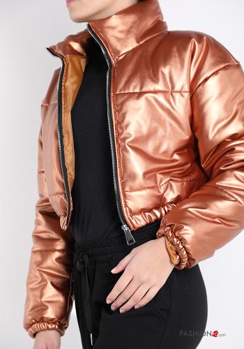 Piumino ecopelle a collo alto con zip - ph 3