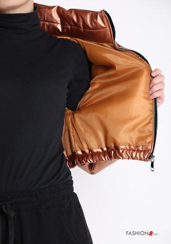 Piumino ecopelle a collo alto con zip - ph 5