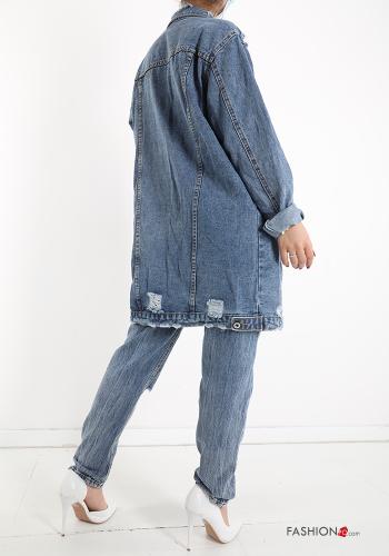 denim Cotton Jacket with buttons with pockets - ph 2