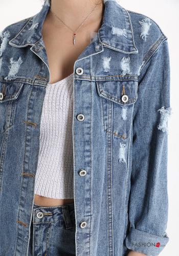 denim Cotton Jacket with buttons with pockets - ph 4