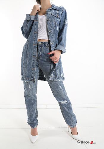 denim Cotton Jacket with buttons with pockets - ph 5