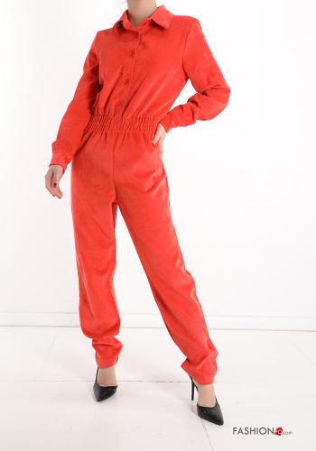 Jumpsuit in velluto con bottoni