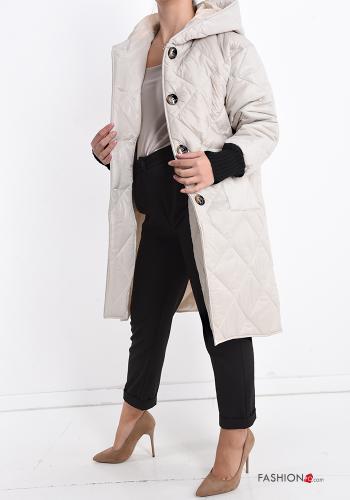 Piumino con tasche con bottoni con cappuccio - ph 3