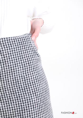 Minigonna in Misto Lana Fantasia pied de poule con zip - ph 4