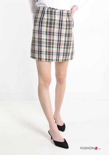 Minigonna in Misto Lana Fantasia tartan con zip - ph 1