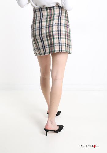 Minigonna in Misto Lana Fantasia tartan con zip - ph 2