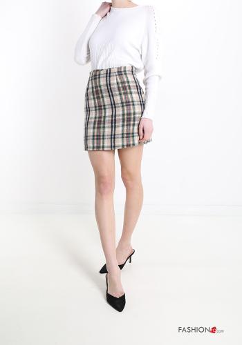 Minigonna in Misto Lana Fantasia tartan con zip - ph 5