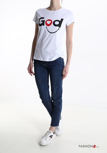 T-shirt in Cotone Fantasia scritta - ph 5