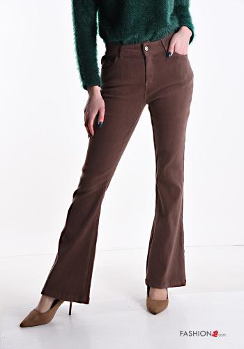 flared Velvet Cotton Trousers with pockets
