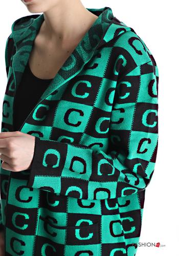 Chaqueta de punto Diseño impreso con bolsillos con capucha - ph 4