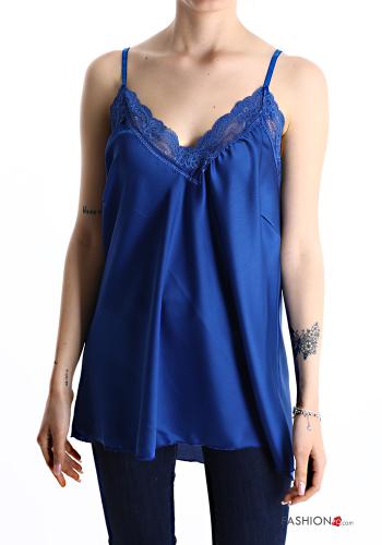 Spitze- Satin Tank-Top mit V-Ausschnitt - ph 1