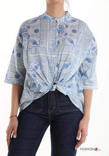 Chemise en Coton Imprimé jacquard manches à trois-quarts - ph 1
