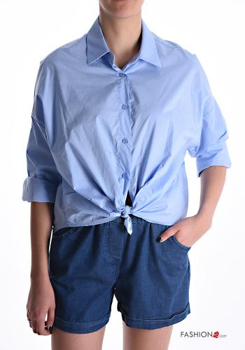 Camicia in Cotone con nodo maniche a tre quarti