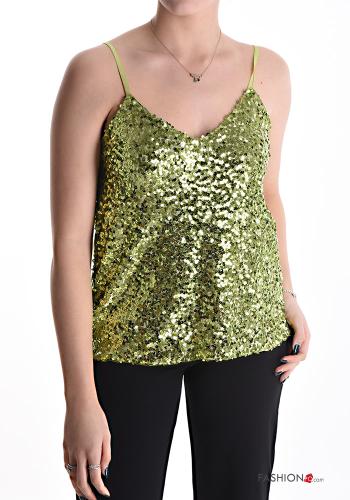 Top sín mangas satén con lentejuelas
