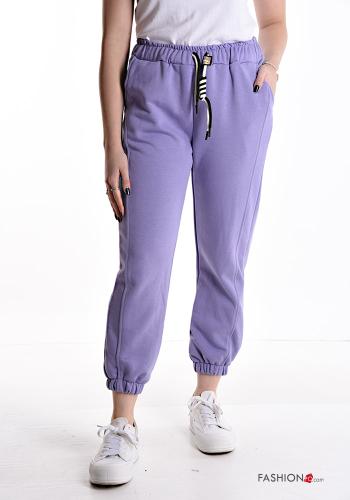Pantalone sportivo in Cotone con elastico con tasche con coulisse - ph 1