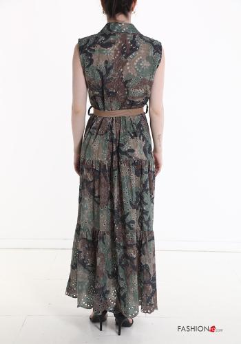 Embroidered sleeveless Cotton Shirt dress with ribbon - ph 2