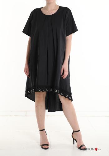 Oversize asymmetrisch Kleid aus Baumwolle mit Taschen