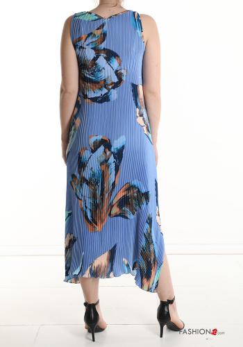 Robe Sans Manches plissé satin à Imprimé Floral - ph 2