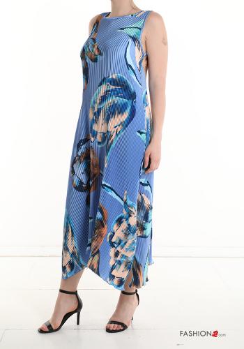 Robe Sans Manches plissé satin à Imprimé Floral - ph 3