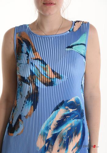 Robe Sans Manches plissé satin à Imprimé Floral - ph 4