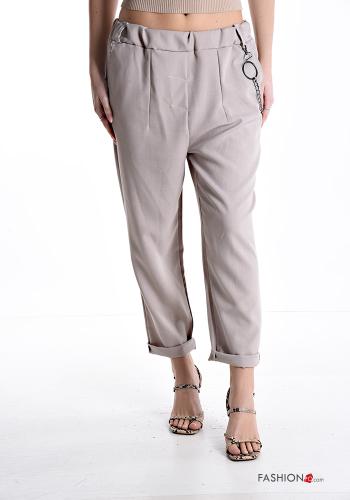 Trousers with chain with elastic with pockets