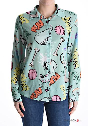 Chemise à collet imprimé à boutons - ph 1
