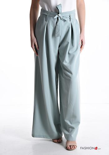 wide leg Trousers with elastic with sash
