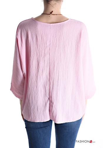 Blouse col rond avec collier manches à trois-quarts - ph 2