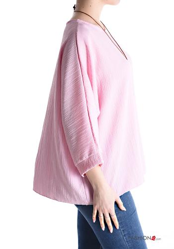 Blouse col rond avec collier manches à trois-quarts - ph 3