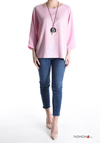 Blouse col rond avec collier manches à trois-quarts - ph 5