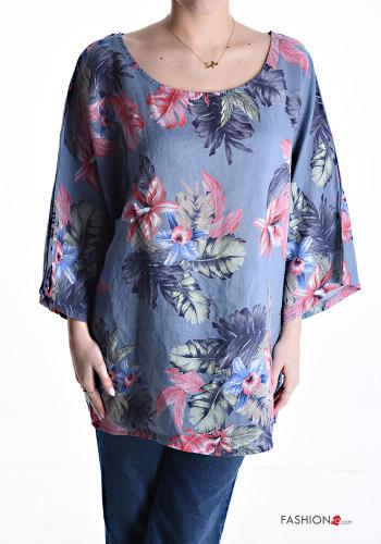 Blusa de Lino Estampado Floral
