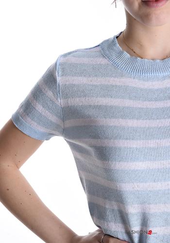 T-shirt en Coton manches courtes col rond Imprimé à rayures - ph 4