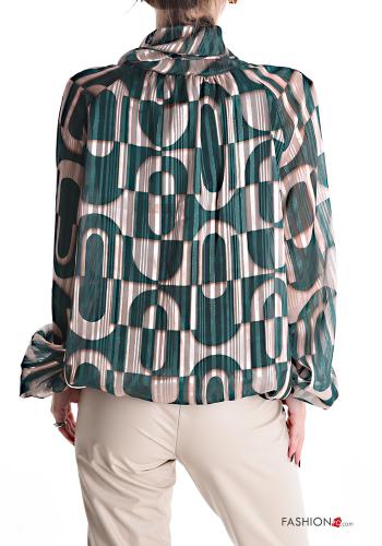 Bedrucktes Lurex Bluse mit Schleife - ph 2